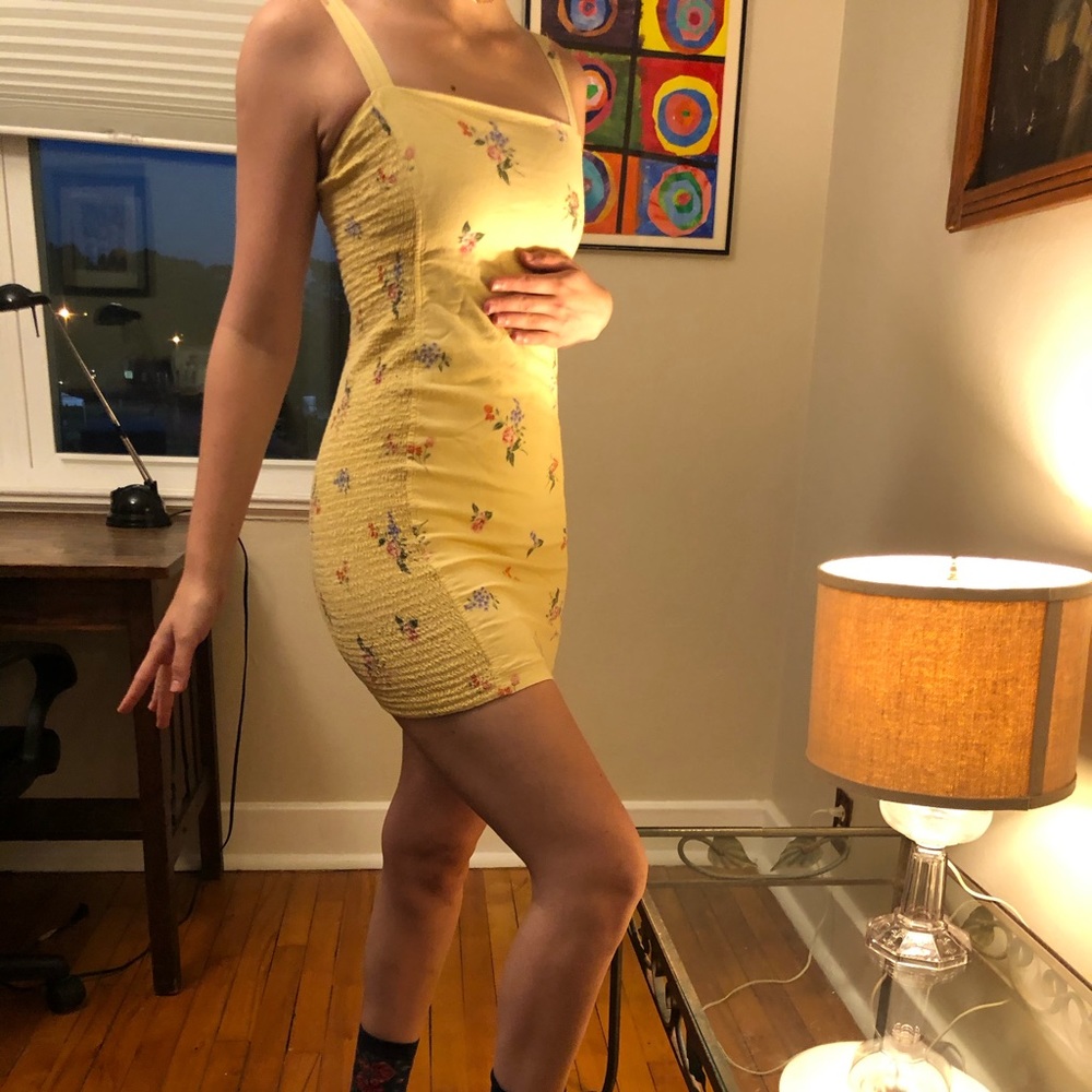 Forever 21 Yellow Flowery Mini Dress
